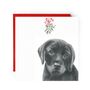 Labrador Dog Under The Mistletoe Christmas Card, thumbnail 1 of 4