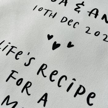 Lifes Recipe For A Happy Marriage Tea Towel, 2 of 2