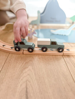 Personalised Wooden Dinosaur World Car Train Set, 2 of 10