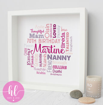 Personalised 70th Birthday Word Art Gift For Her, 2 of 5
