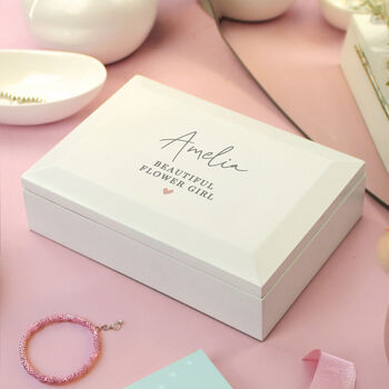 Personalised Heart White Wooden Jewellery Box – Elegant Gift For Her, 5 of 7