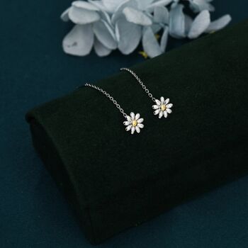 Daisy Chain Threader Earrings In Sterling Silver, 3 of 7