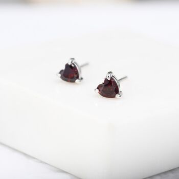 Natural Dark Garnet Heart Stud Earrings, 4 of 12