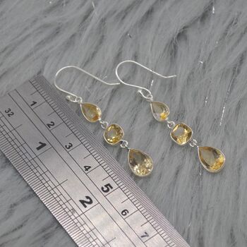 Citrine Teardrop Dangle Drop Earrings: 925 Silver, 4 of 9