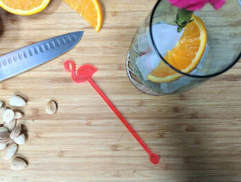 Flamingo Drink Stirrer On Neon Pink Translucent Acrylic, 3 of 6