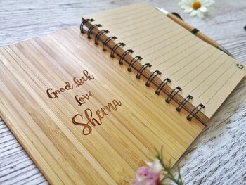 Personalised Bamboo Notebook Journal Custom Design, 2 of 5