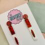 Red Felt Tip Pen Glitter Earrings / Teacher Graduation Gift School Stationery Jewellery / Gift For Writers And Editors Creative Journaling Accessory / Stationery Gift Retro School Supplies Sparkle, thumbnail 5 of 5