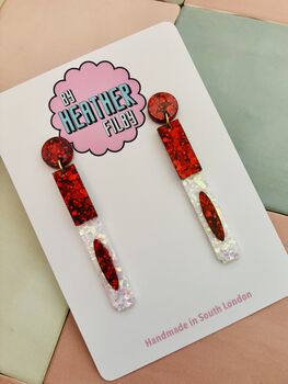 Red Felt Tip Pen Glitter Earrings / Teacher Graduation Gift School Stationery Jewellery / Gift For Writers And Editors Creative Journaling Accessory / Stationery Gift Retro School Supplies Sparkle, 5 of 5