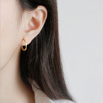 Sterling Silver Gold Colour Twisted Hoop Stud Earrings, 2 of 5