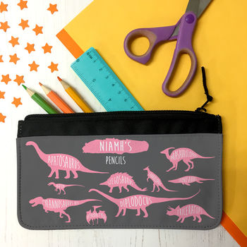 Personalised Dinosaur Chart Fabric Pencil Case, 3 of 11