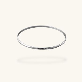 Slim Hammer Textured Solid Sterling Silver Bangle, 2 of 2