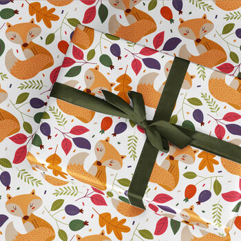 Autumn Foxes Wrapping Paper Roll Or Folded, 2 of 3