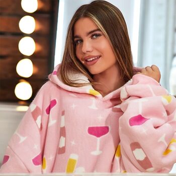 Giant Thick Fluffy Prosecco Hoodie Blanket, 5 of 5