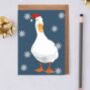 Christmas Duck In Santa Hat Christmas Card, thumbnail 1 of 2