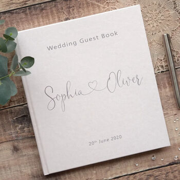 Personalised Modern Heart Design Wedding Guest Book, 10 of 11