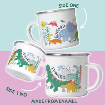 Personalised Children's Dinosaur Enamel Mug, 8 of 11