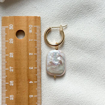 Pearl Lustre 18k Gold Plated Hoop Earrings, 3 of 3