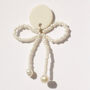 White Porcelain Earrings With Beaded Bow And Pearls, thumbnail 3 of 3