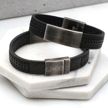 Mens Personalised Leather Message Bracelet, 5 of 9