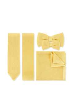 100% Polyester Diamond End Knitted Tie Pastel Yellow, 4 of 6