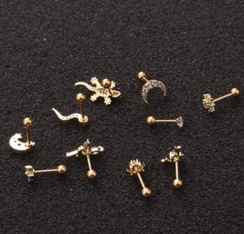 Screw Back Gold And Silver Stud Earring For Her, 2 of 9