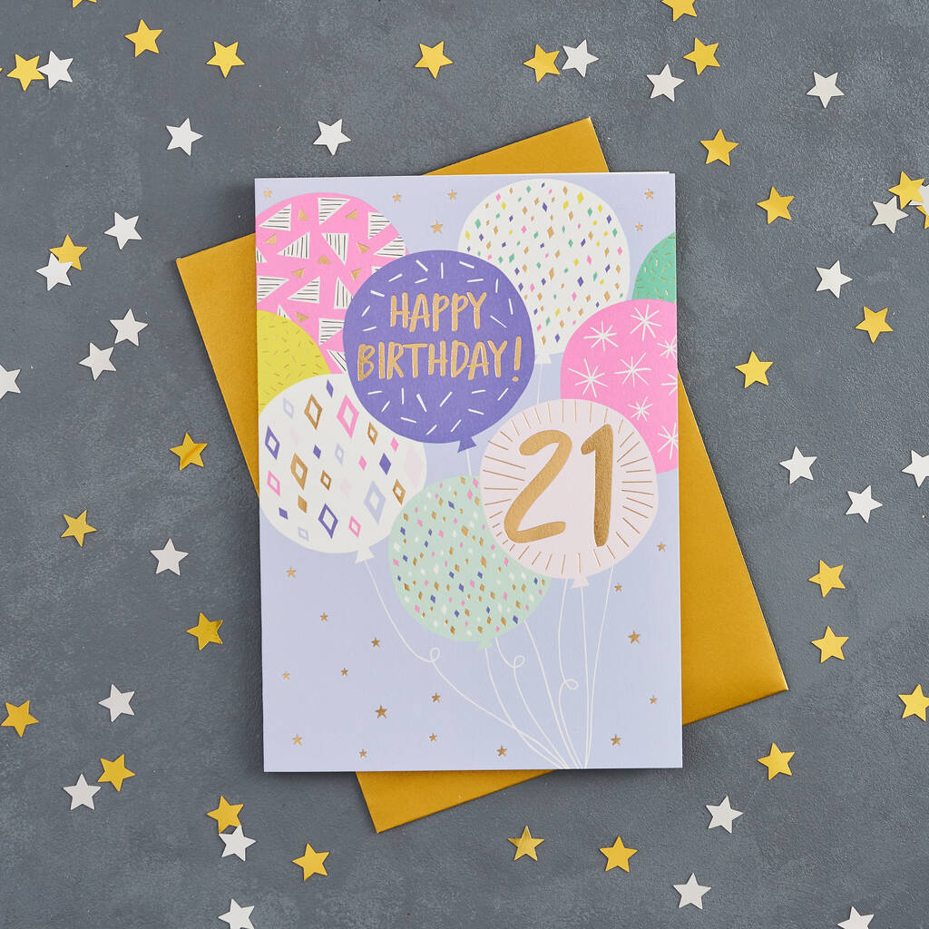 Image of 21st Birthday Balloon Card