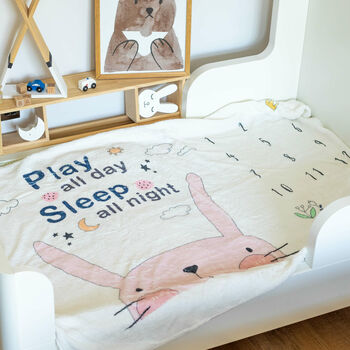 'Play All Day' Baby Milestone Cotton Blanket, 7 of 12