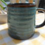 Set Of Four Reactive Glaze Brûlée Mugs In Lagoon Blue And Dark Chocolate, thumbnail 7 of 7