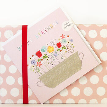 Floral Calamine Pink Birthday Card, 4 of 5