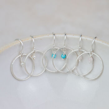 Sterling Silver And Turquoise Celestial Hoop Earrings, 4 of 4