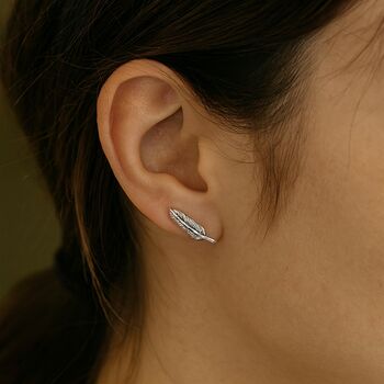 Sterling Silver Feather Earrings, 3 of 7