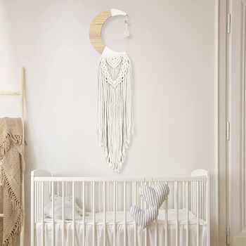 Macrame White Wall Hanging Dreamcatcher Moon Woven, 2 of 5