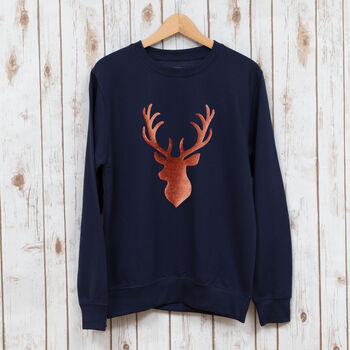 Ladies Christmas Jumper With Copper Stag, 3 of 7
