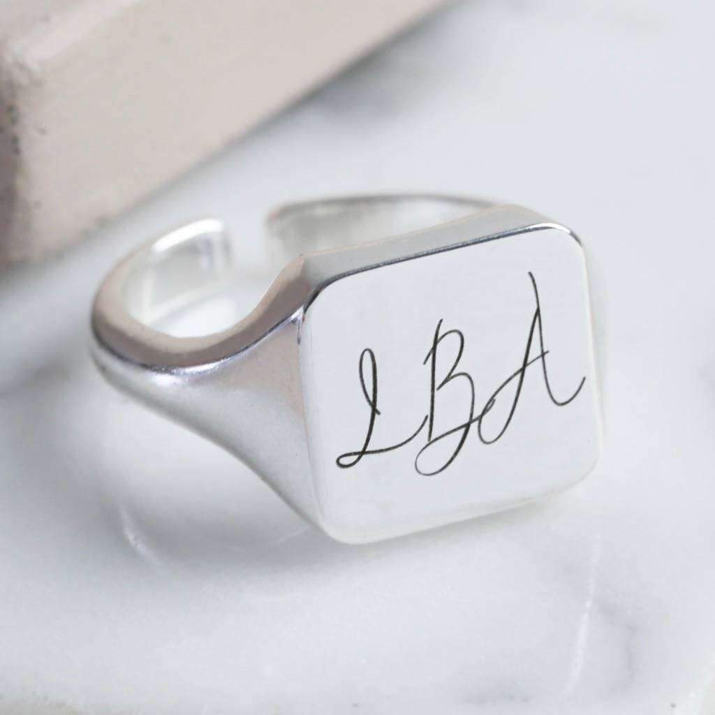 Personalised Silver Square Ring By Lisa Angel