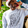 Pigs In Blankets And Beer Men's Christmas Jumper Sweatshirt, thumbnail 2 of 9