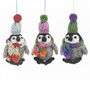 Handmade Felt Frosty Penguins Christmas Decorations, thumbnail 1 of 2