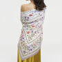 Cream Forget Me Not Narrative Square Scarf, thumbnail 2 of 7