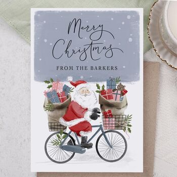 Santa Claus Personalised Family Christmas Card Pack Or Single Card, 2 of 4