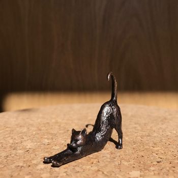 Miniature Bronze Cat Sculpture 8th Anniversary Gift, 4 of 11