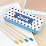 Personalised Boy's Blue Metal Pencil Case Tin, thumbnail 1 of 9