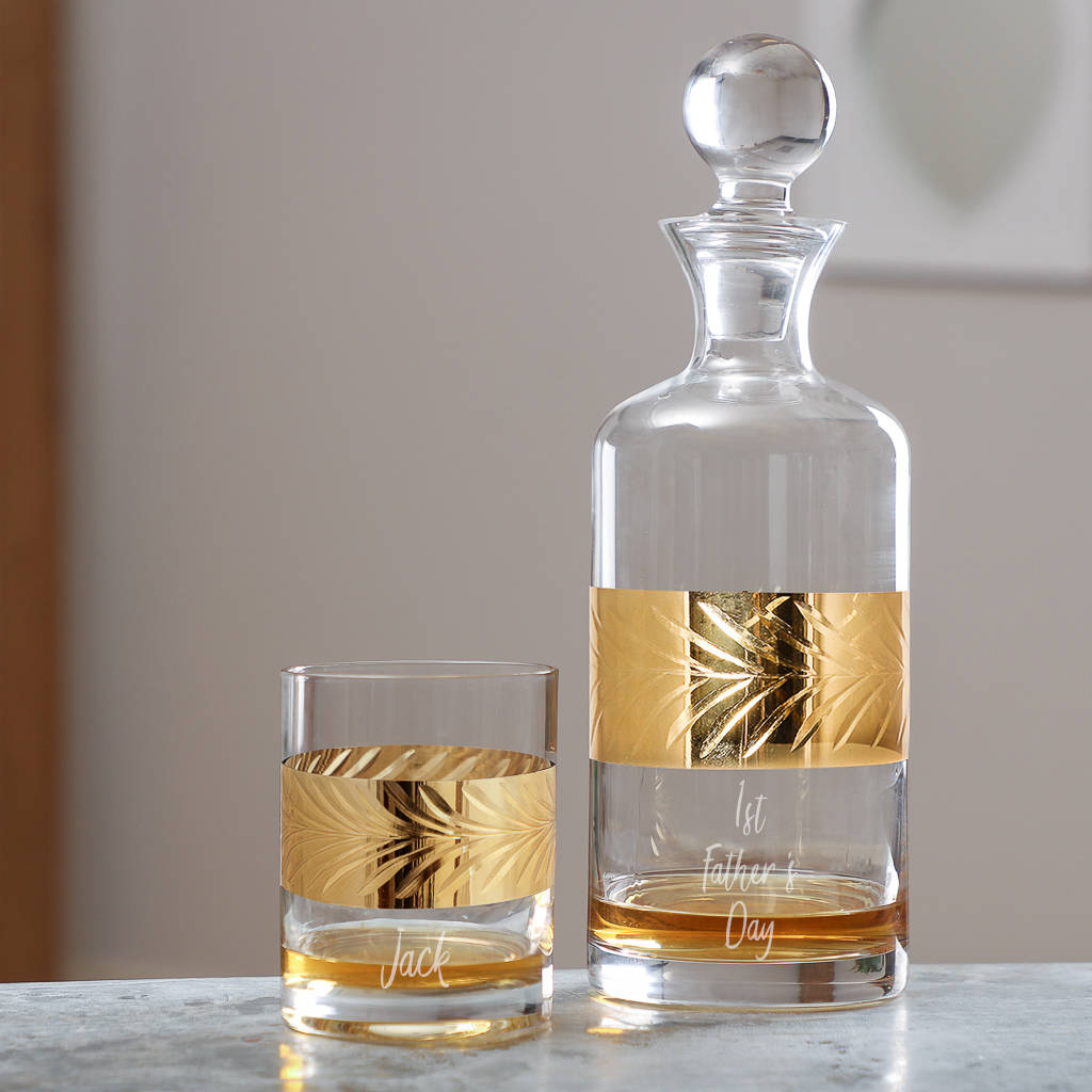 gold etched brandy decanter by dibor