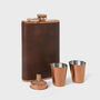 Personalised Leather Wrapped Copper Hip Flask Set, thumbnail 5 of 7