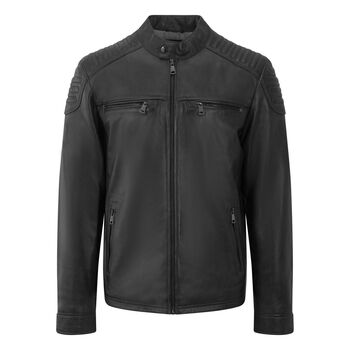Men's Luxury Leather Biker Jacket, 6 of 11