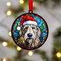 Irish Wolfhound In Santa Hat Suncatcher Decoration, thumbnail 5 of 6
