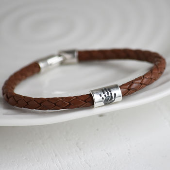 Mens Handprint Bead Leather Bracelet For Dad By Hold Upon Heart ...