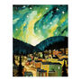 Yukon Northern Lights Green Teal Blue Wall Art Print, thumbnail 6 of 6