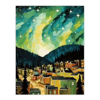 Yukon Northern Lights Landscape Wall Art Print, 5 of 5