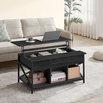 Coffee Table Lift Top Table Storage X Shaped Bars, 2 of 12