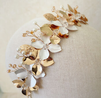 White And Gold Flower Headband, 7 of 8