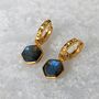 The Hexagon Labradorite Gold Plated Gemstone Earrings, thumbnail 1 of 4